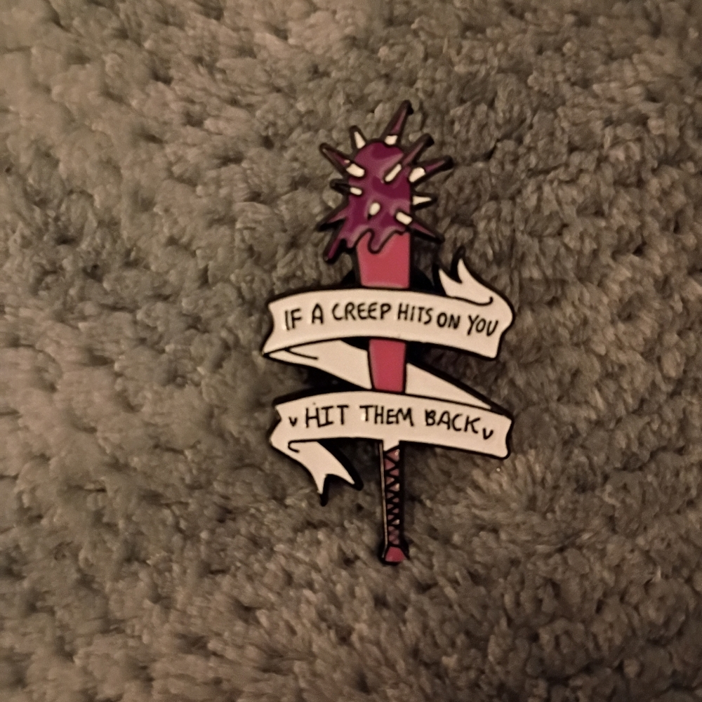 Purple and White Enamel Pin
